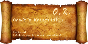 Orsós Krisztián névjegykártya